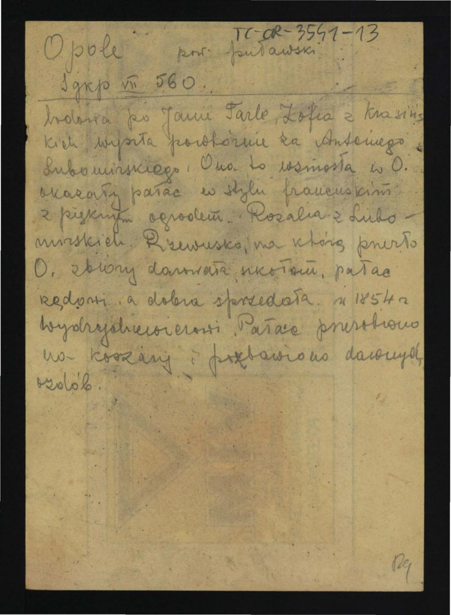 wypis z Słownik Geograficzny Królestwa Polskiego  t. VII, s. 560 dotyczący pałacu i ogrodu powstałych z inicjatywy Zofii z Krasińskich , skan 1