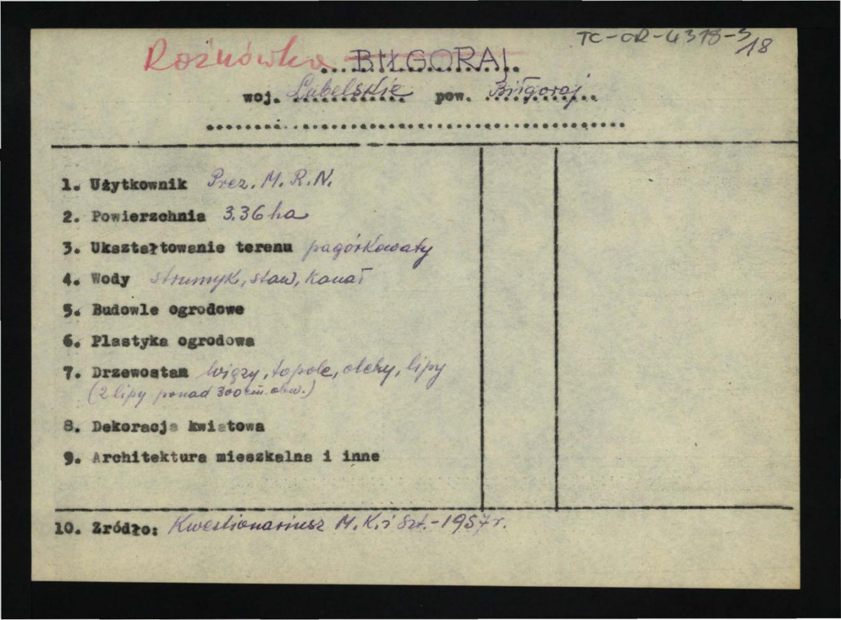 wypis z Kwestionariusz Ministerstwa Kultury i Sztuki z 1957  , skan 1