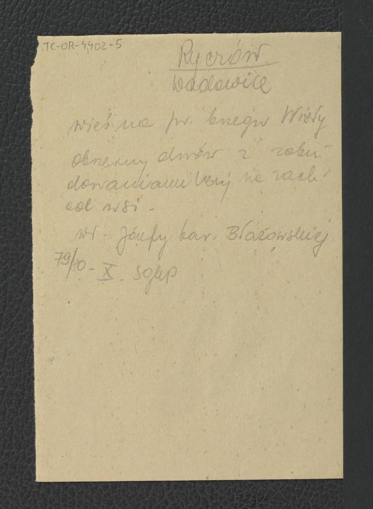 wypis z Słownik Geograficzny Królestwa Polskiego t. X, s. 79-80 wzmiankujący usytuowanie miejscowego dworu i wioski należących do baronowej Józefy Błażewskiej , skan 1
