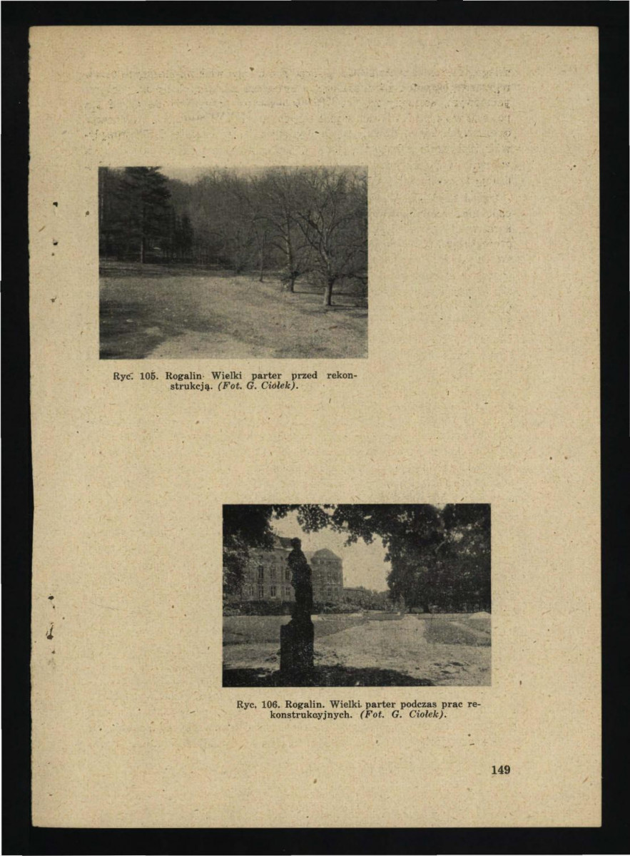 artykuł autorstwa G. Ciołka pt. Ogród w Rogalinie w: „Ochrona Zabytków” nr 2-3, r. III (1950), s. 147-152; trzy karty , skan 3