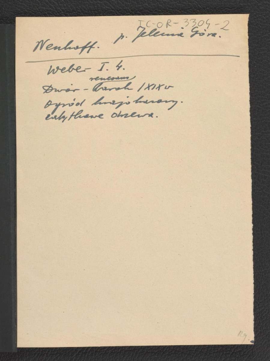 odsyłacz do Weber R., Schlesische Schloesser, t. I, Drezno-Wrocław 1909, s. 4 wzmiankujący dwór z XIX w. oraz ogród krajobrazowy , skan 1