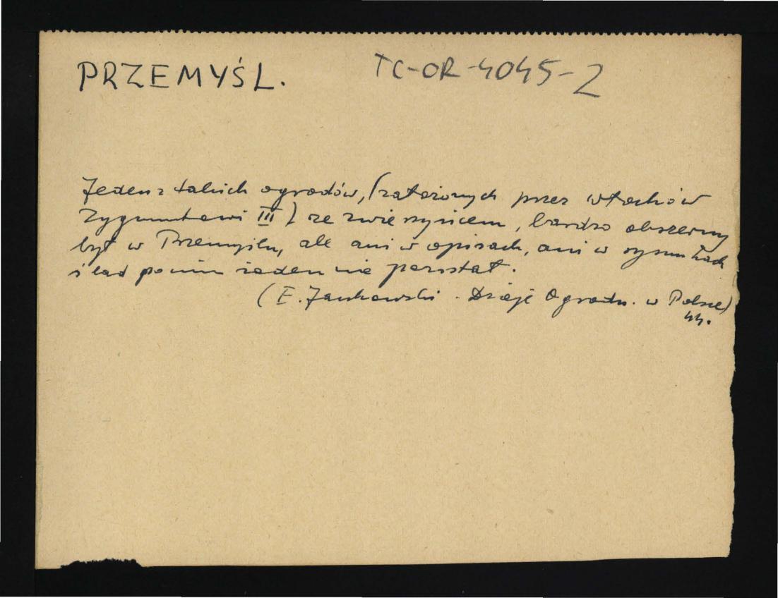 wypis z Jankowski E., Dzieje ogrodnictwa polskiego w zarysie, Warszawa 1923, s. 44 dotyczący miejscowego ogrodu powstałego za panowania Zygmunta III, skan 1