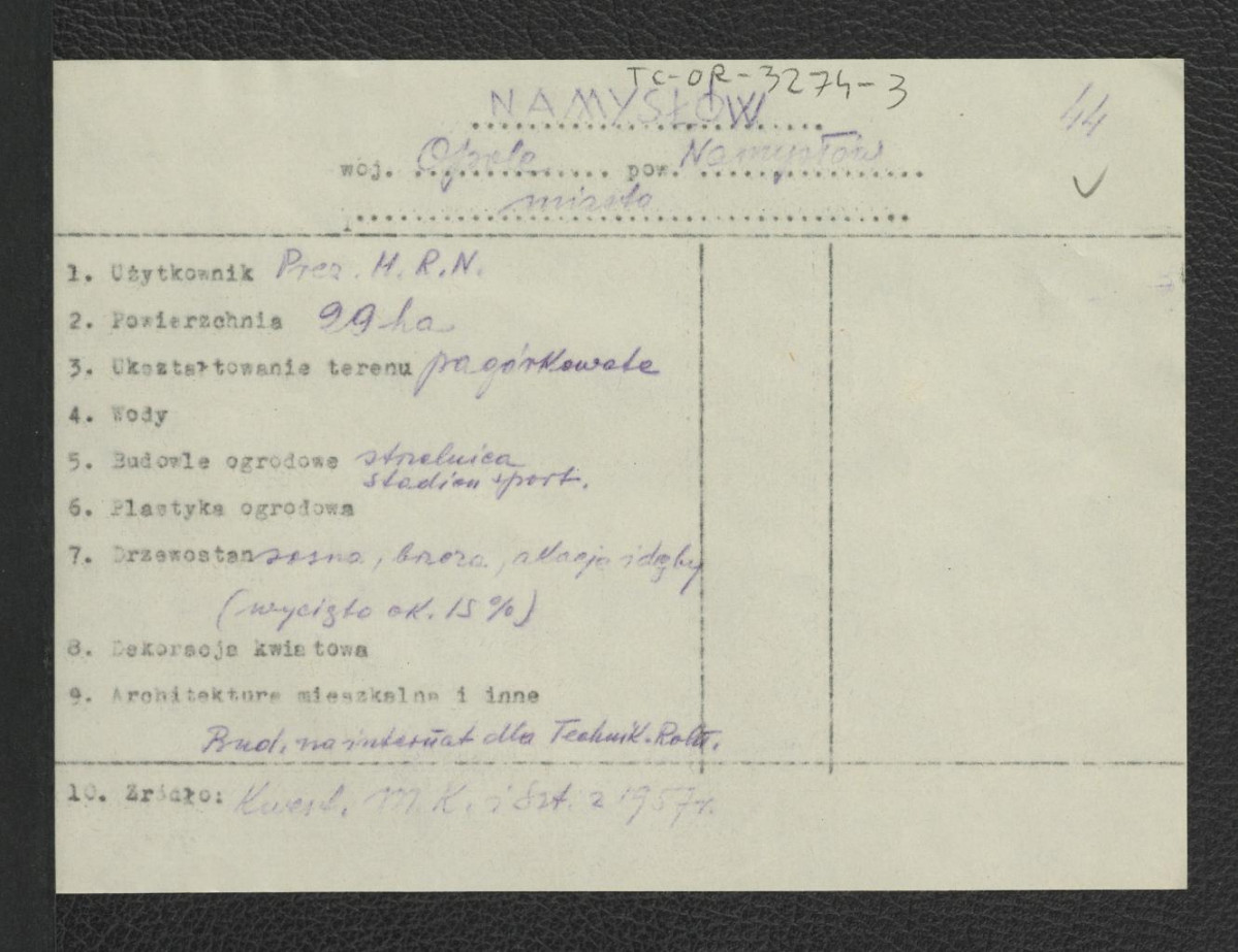 wypis z Kwestionariusz Ministerstwa Kultury i Sztuki z 1957 r.                   , skan 1