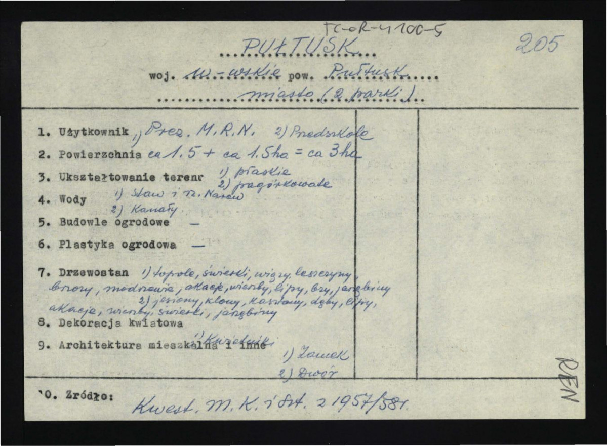 wypis z Kwestionariusz Ministerstwa Kultury i Sztuki  z 1957/1958 r.  , skan 1