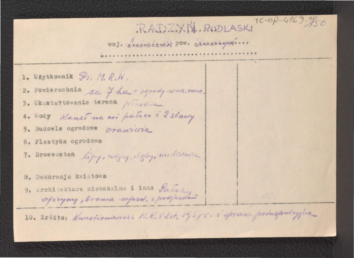 wypis z Kwestionariusz Ministerstwa Kultury i Sztuki z 1957 r., skan 1