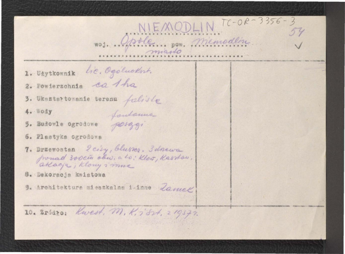 wypis z Kwestionariusz Ministerstwa Kultury i Sztuki z 1957 r. , skan 1