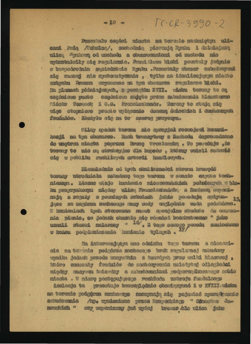 dokumentacja historyczna ogrodu o elewacji ogrodowej pałacu Działyńskich w poznaniu opracowana przez dr Annę Rogolenke i inżyniera Stanisława Jaszkowiaka przy wykorzystaniu materiałów autorstwa Zofii Kębłowskiej oraz Grażyny Wróblewskiej; pięć kart (brak karty 3) z 23 grudnia 1958 r. , skan 11
