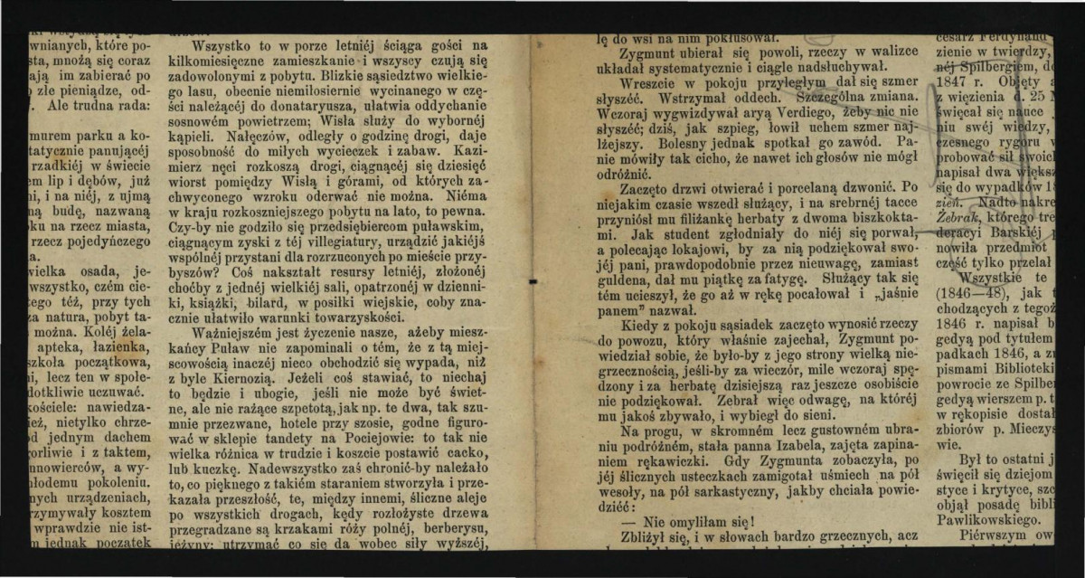 dwa wycinki z „Kłosy” r. 37 (1883) zawierający reprodukcje ryciny autorstwa A. Gierymskiego przedstawiającej miejscową ulicę w kierunku Dęblina , skan 2