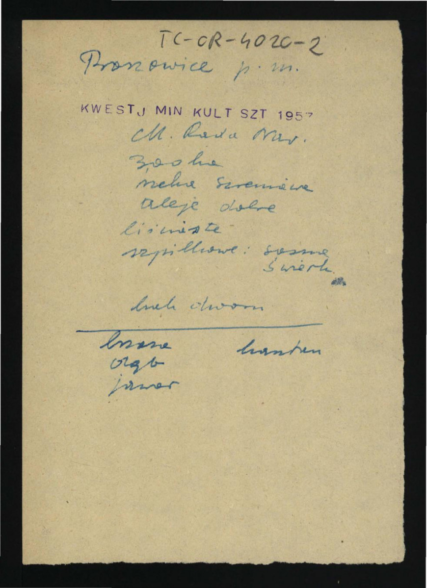 wypis z Kwestionariusz Ministerstwa Kultury i Sztuki z 1957 r. , skan 1