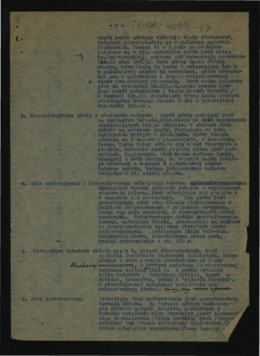 założenia projektowe do projektu wstępnego uporządkowania parku w tej miejscowości; dane ogólne, program użytkowy, dane szczgółowe, dane o kosztach budowy; trzy karty , skan 2