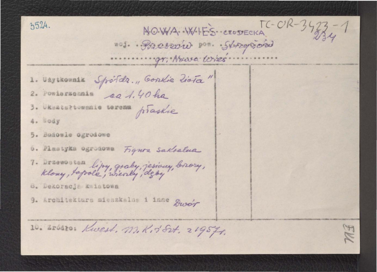 wypis z Kwestionariusz Ministerstwa Kultury i Sztuki z 1957 r. , skan 1
