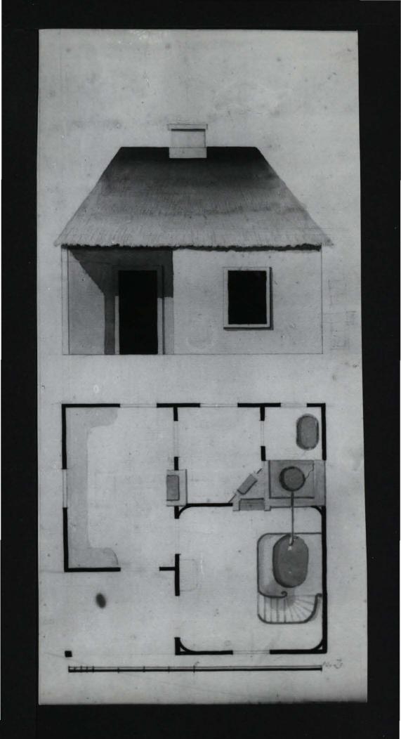 fotografia czarno-biała przedstawiająca projekt łazienki w Olesinie: ilustr. z albumu „Compositions et Plarod pour de Comte Stanislas Potocki” - ze zbiorów Biblioteki Narodowej w Warszawie (RA 53), skan 1