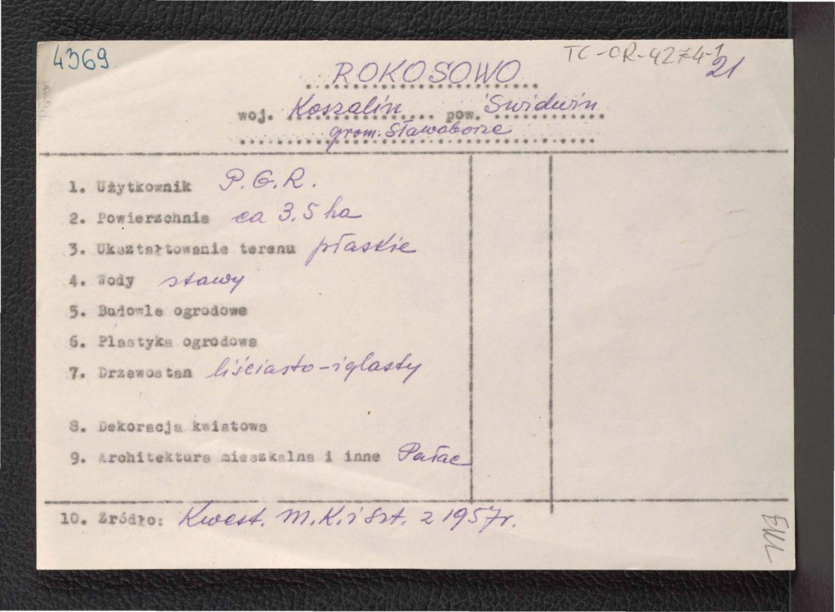 wypis z Kwestionariusz Ministerstwa Kultury i Sztuki z 1957 r.; brak obwoluty , skan 1