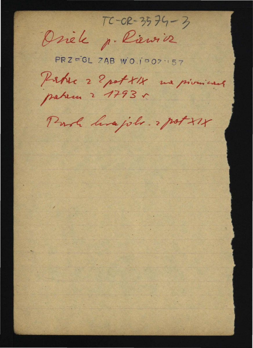 wypis z Przegląd Zabytków Województwa Poznańskiego, WKZ Poznań, Poznań 1957 wzmiankujący pałac z drugiej poł. XIX w. oraz park krajobrazowy , skan 1