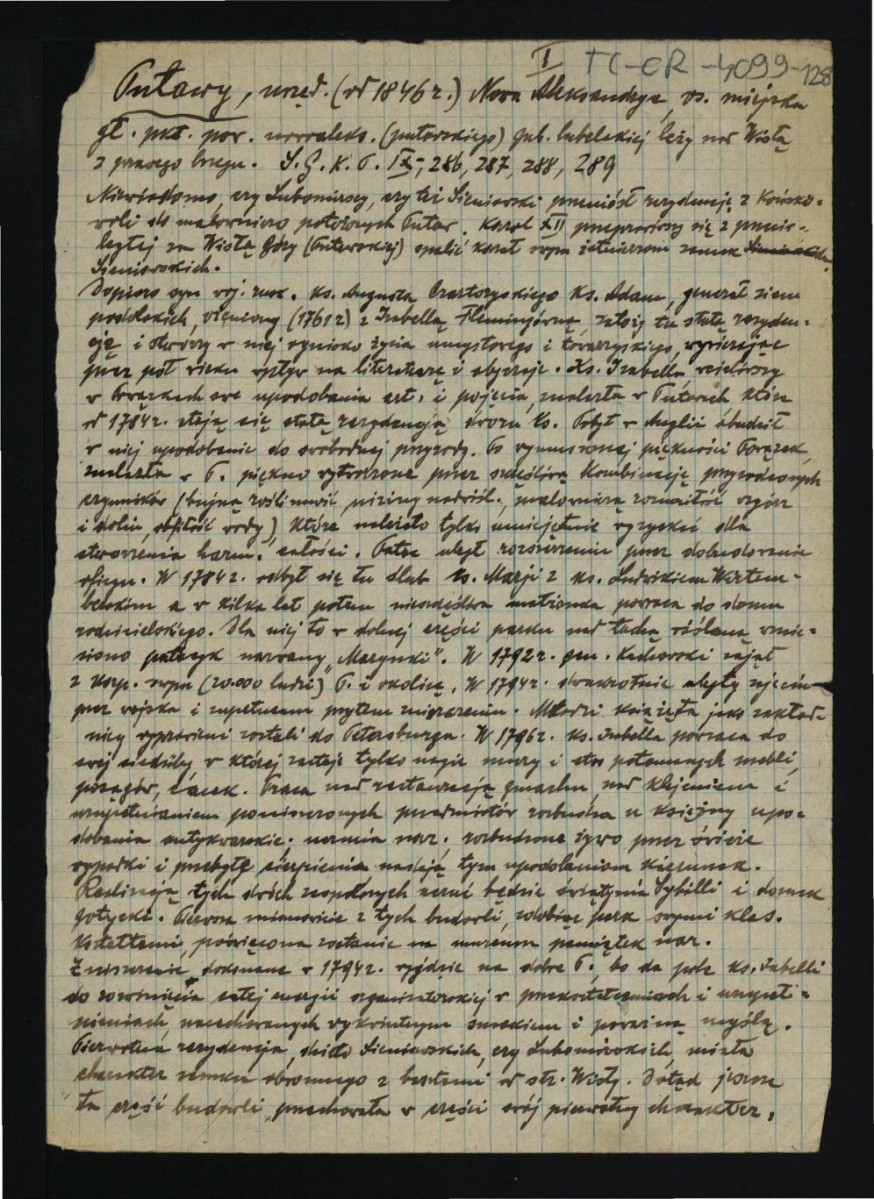 część I wypis z Słownik Geograficzny Królestwa Polskiego   t. IX, s. 286-289 dotyczący dziejów posesji w tej miejscowości oraz urządzeń parkowych, skan 1