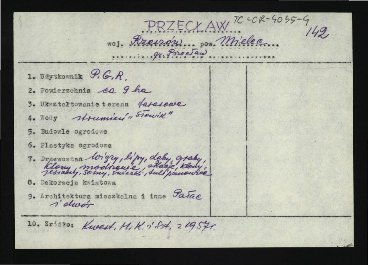wypis z Kwestionariusz Ministerstwa Kultury i Sztuki z 1957 r. , skan 1