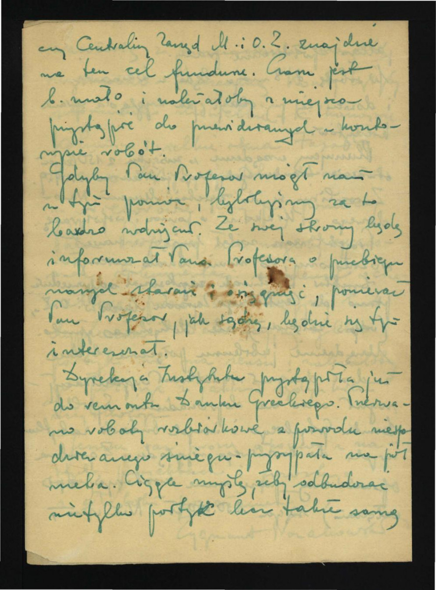 list Zygmunta Nowakowskiego z 5 marca 1958 r. do G. Ciołka dotyczący wizji lokalnej w tej miejscowości oraz charaketru tamtejszych prac renowacyjnych; wzmianka o braku decyzji co do kredytów miniesterialnych; dwie karty , skan 4