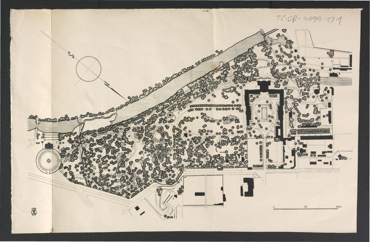 reprodukcja planu ogrodu w Puławach z 1947 r., skan 1