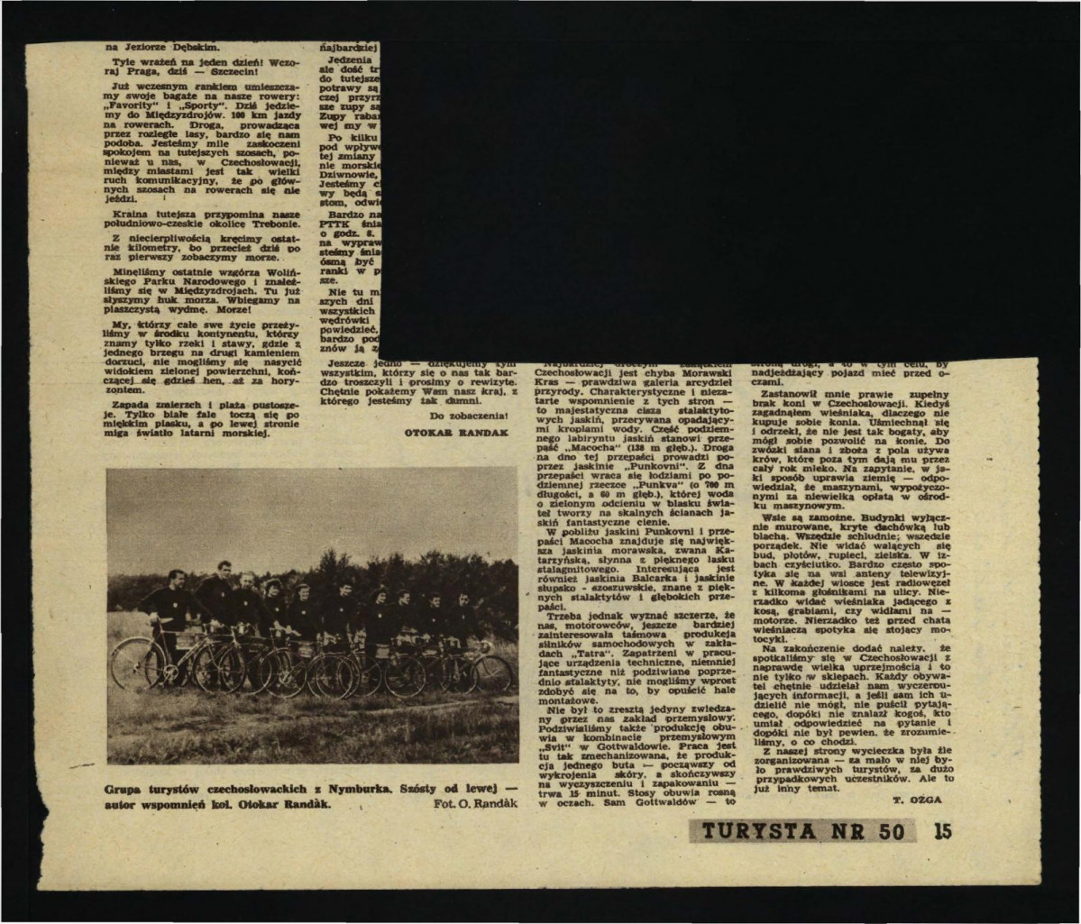 wycinek z czasopisma „Turystyka” nr 50 (1956) zawierający fragment artykułu autorstwa Jerzego Hoppe’a pt. Jedziemy do Kórnika i Rogalina , skan 2