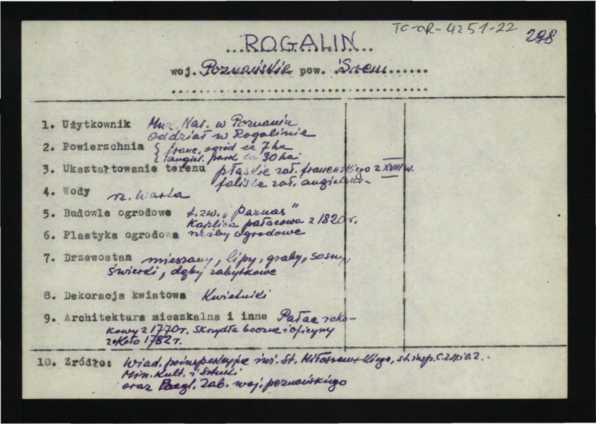 wypis z wiadomości poinspekcyjnych autorstwa Stanisława Miłoszewskiego, starszego inspektora C.Z.M.i O.Z. Ministerstwa Kultury i Sztuki, skan 1