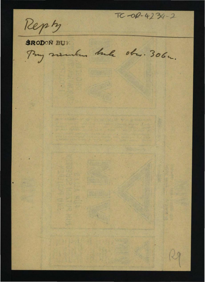 odsyłacz do Środoń A., Materiały do inwentarza zabytkowych buków w Polsce w: „Ochrona Przyrody” R. 17 (1937) wzmiankujący buk w pobliżu miejscowego zamku , skan 1