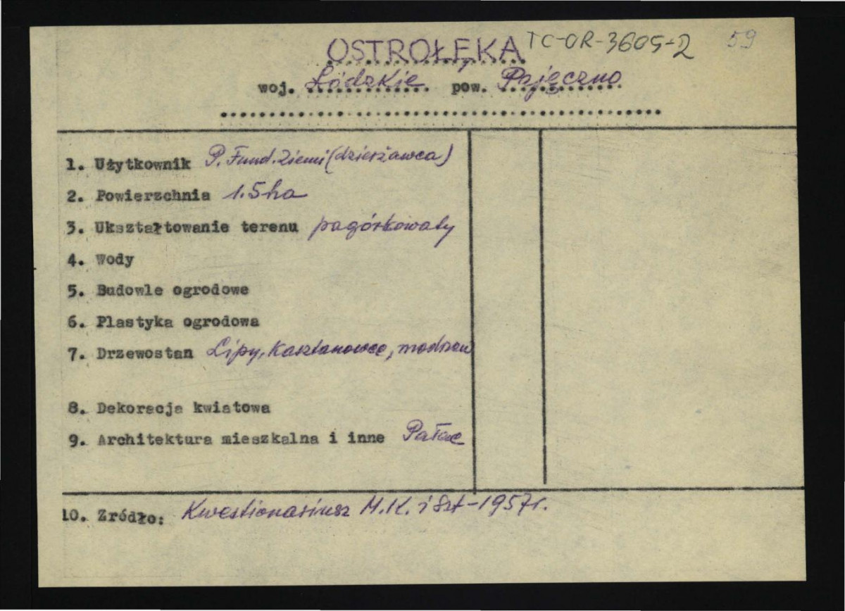 wypis z Kwestionariusz Ministerstwa Kultury i Sztuki z 1957 r. , skan 1