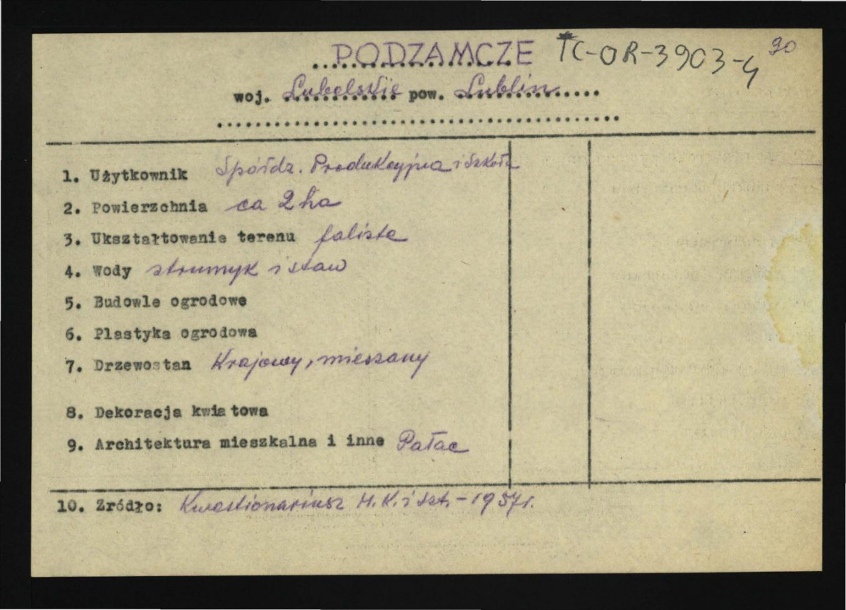 wypis z Kwestionariusz Ministerstwa Kultury i Sztuki z 1957 r, skan 1