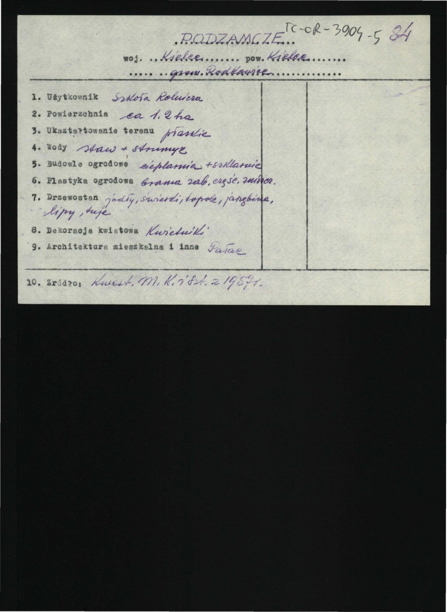 wypis z Kwestionariusz Ministerstwa Kultury i Sztuki z 1957 r.                    , skan 1