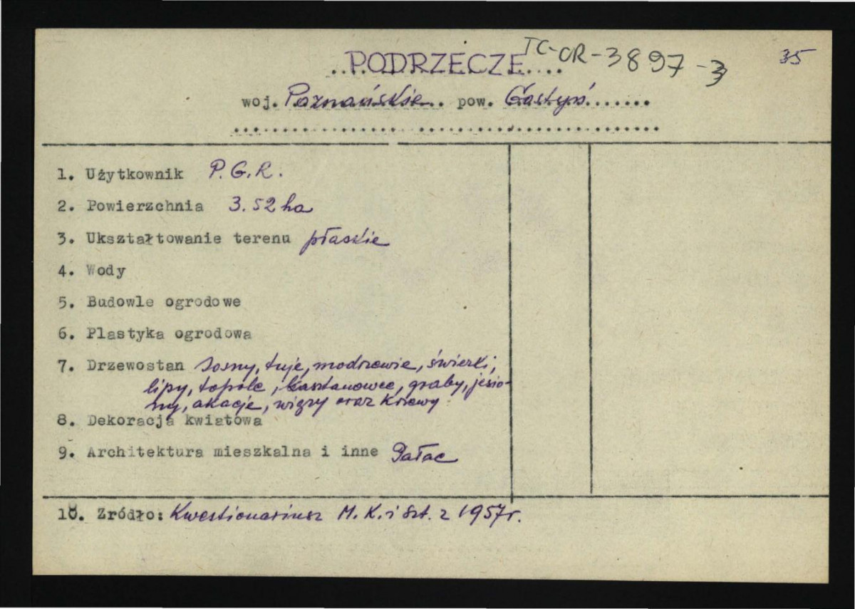 wypis z Kwestionariusz Ministerstwa Kultury i Sztuki z 1957 r.                                                   , skan 1