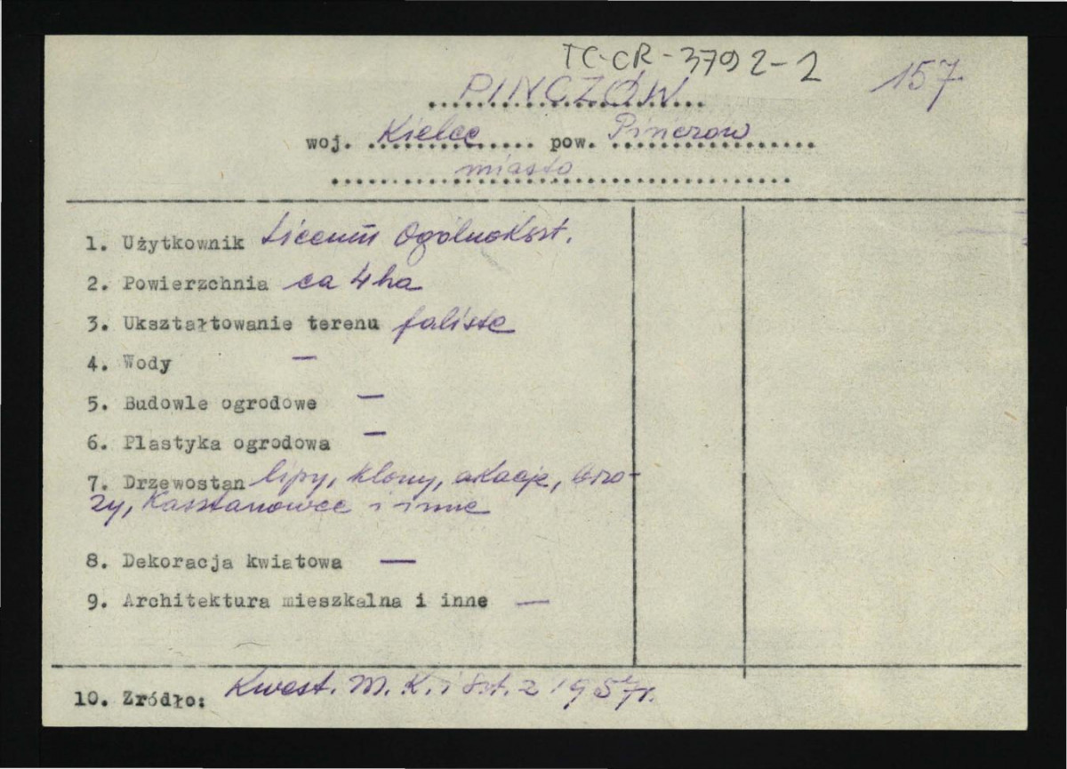 wypis z Kwestionariusz Ministerstwa Kultury i Sztuki z 1957 r. , skan 1