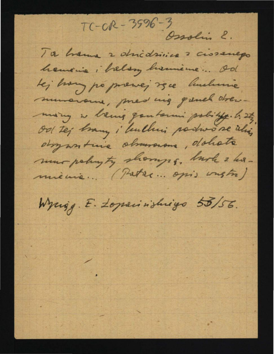 wypis z AGAD Archiwum Radzyńskie Potockich zawierające akta procesowe Denhoffów w dobrach Ossolińskich (1702-1719) nr 127 Pudło 14 dotyczący zabudowy miejscowego zespołu płacowego wraz z budynkami gospodarczymi; dwie  karty , skan 2