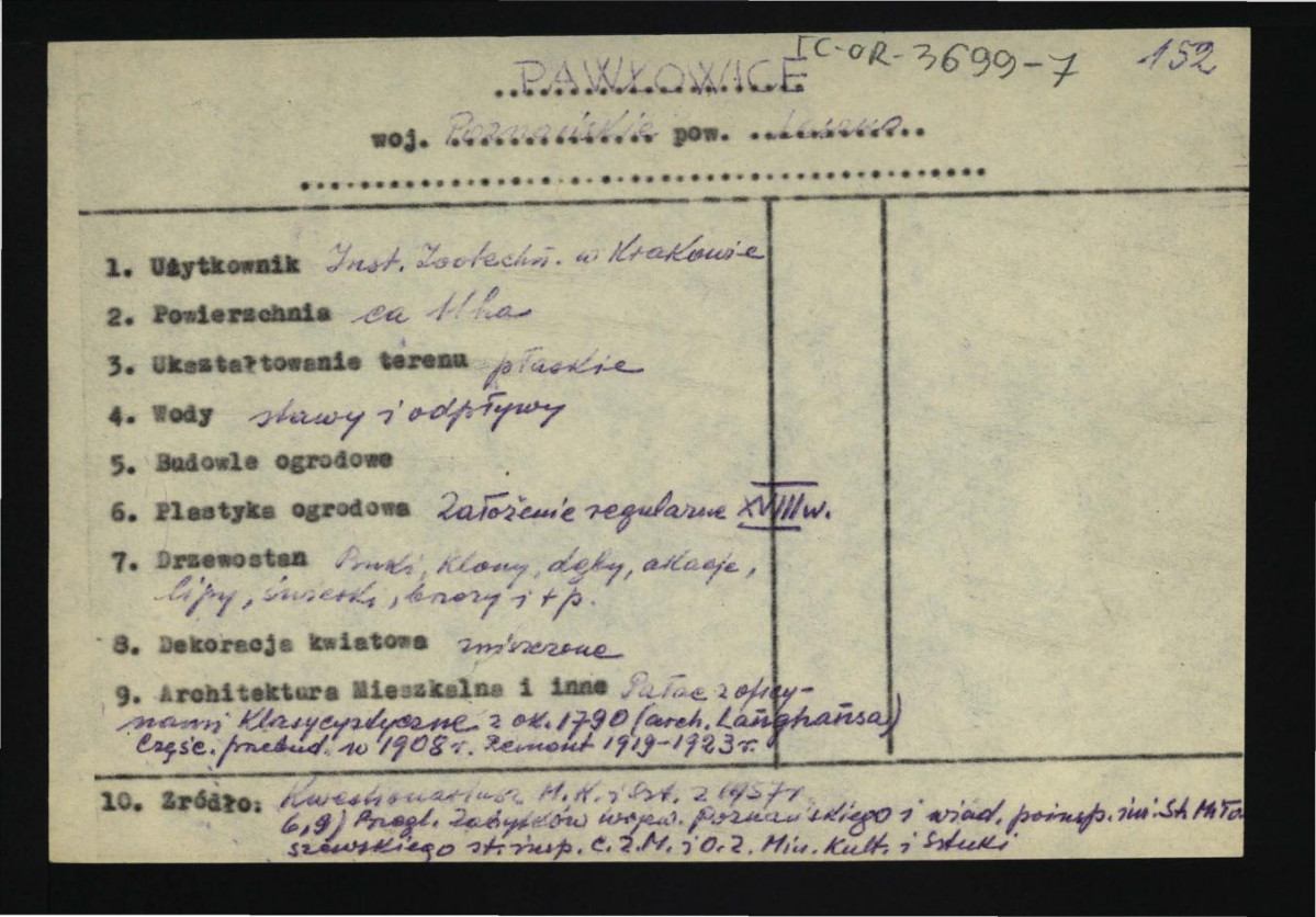 wypis z Kwestionariusz Ministerstwa Kultury i Sztuki z 1957 r. , skan 1