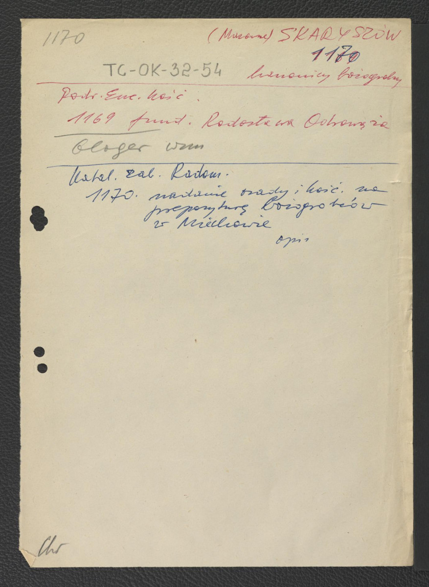 odsyłacz do Podręczna Encyklopedia Kościelna, red. ks. Ztgmunt Chełmicki, t. I-XLIV, Warszawa, 1904-1916 oraz Katalog Zabytków Sztuki-Radom wzmiankujące ufundowanie klasztoru ok. 1169 r. przez Radosława Odrowąża , skan 1