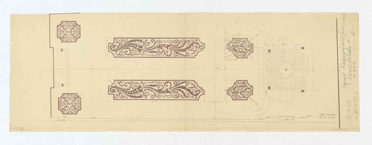 Pałac i Ogród Radziejowskiego (Raczyńskich)-projekt techniczny parterów i fontanny, skan 1