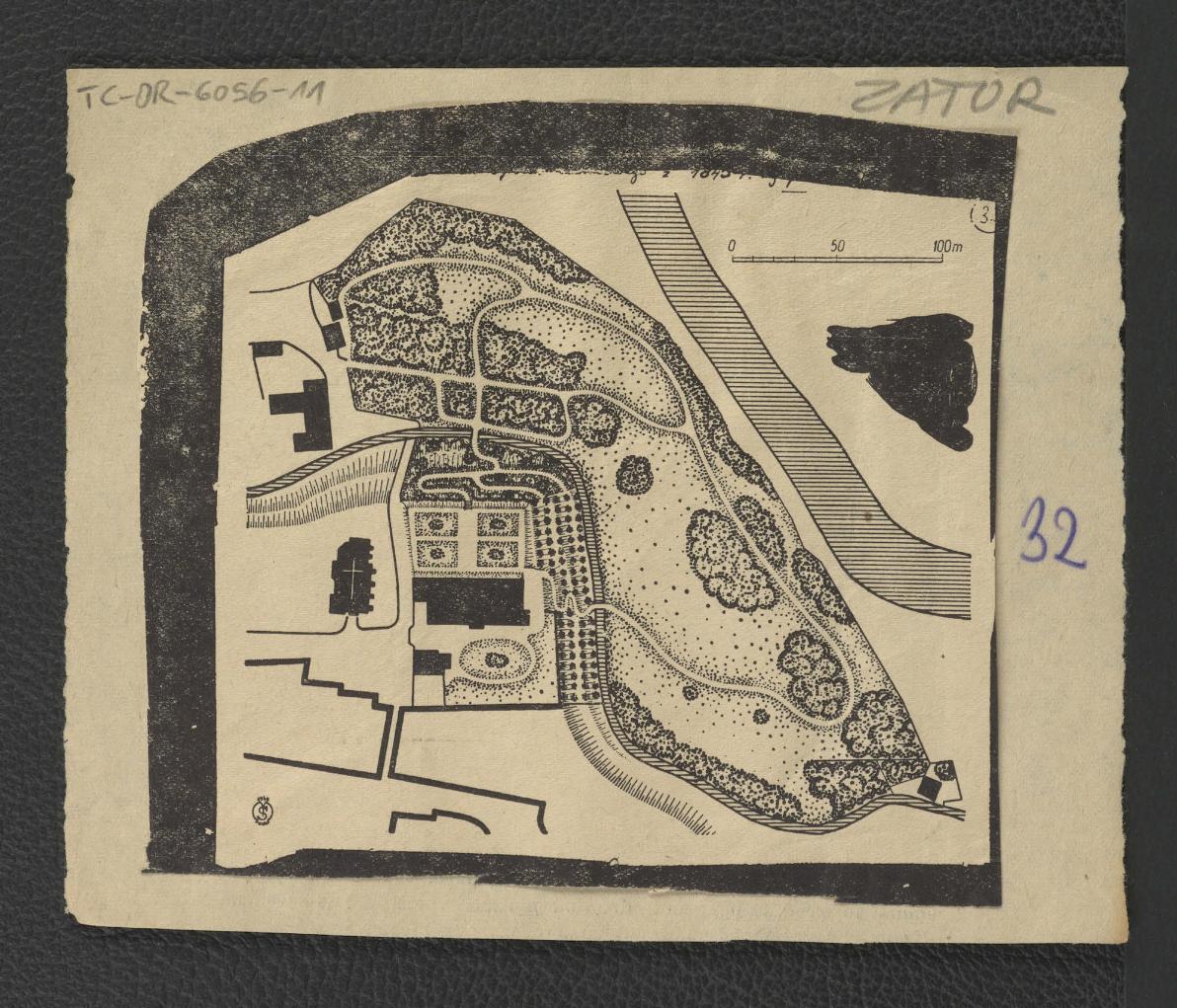 dwie nadbitki rekonstrukcji pochodzących z Ciołek G., Ogrody polskie, Warszawa 1954, s. 36 ślady ogrodu tarasowego w tej miejscowości (stan z 1845 r.)              , skan 1