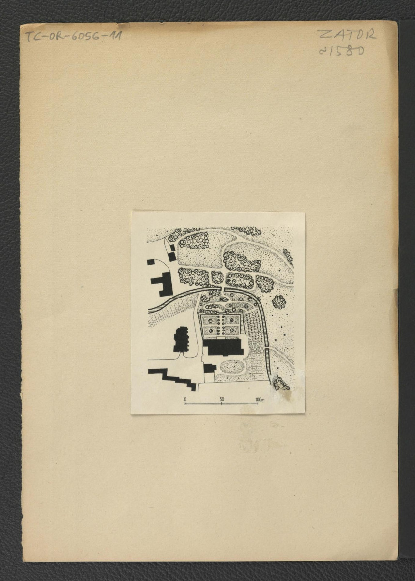 dwie nadbitki rekonstrukcji pochodzących z Ciołek G., Ogrody polskie, Warszawa 1954, s. 36 ślady ogrodu tarasowego w tej miejscowości (stan z 1845 r.)              , skan 2