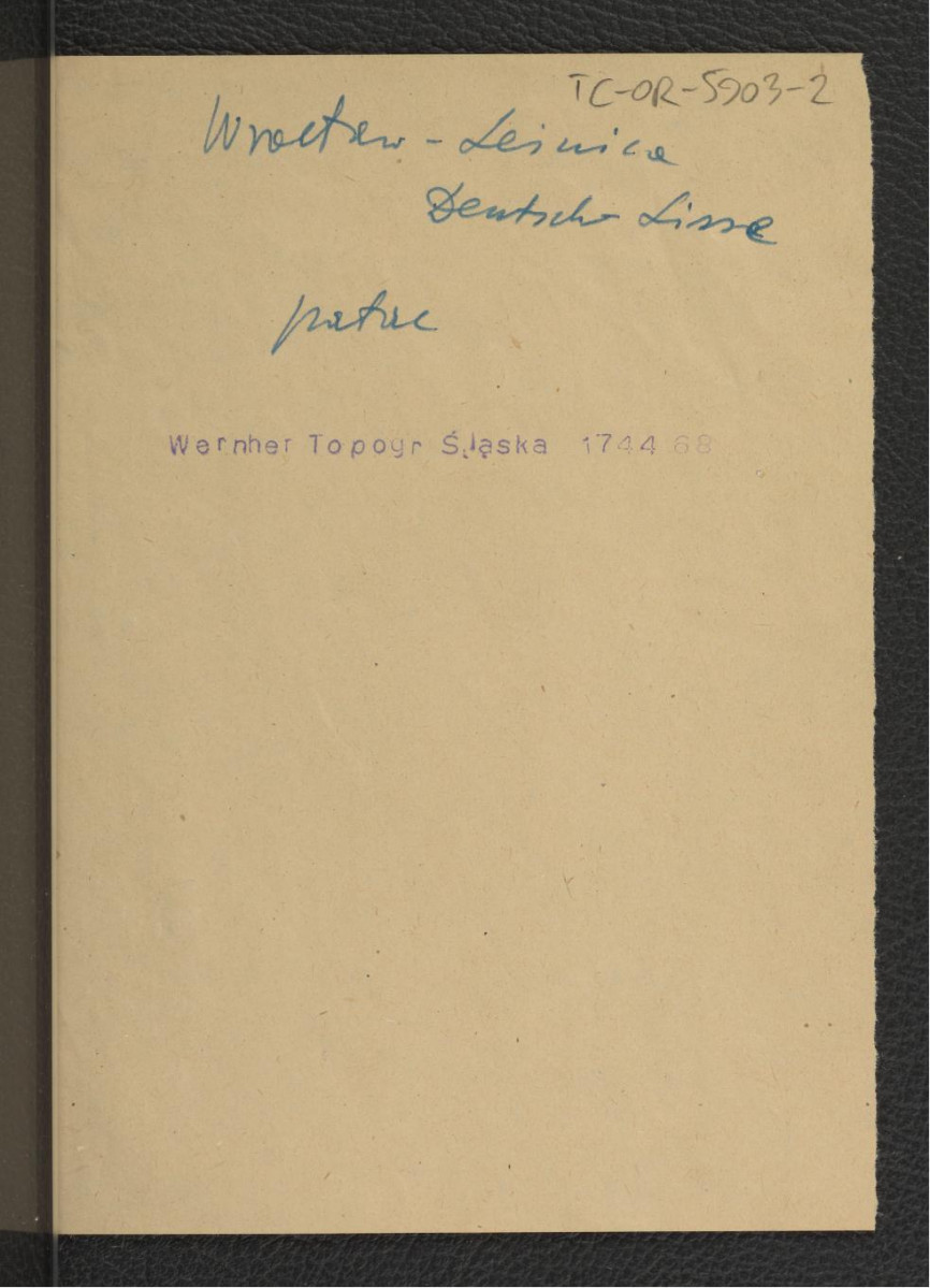 karta opisowa do fotografii reprodukcji ryciny zamieszczonej w Wernher F.B., Topografia Śląska, 1744-1768, skan 1