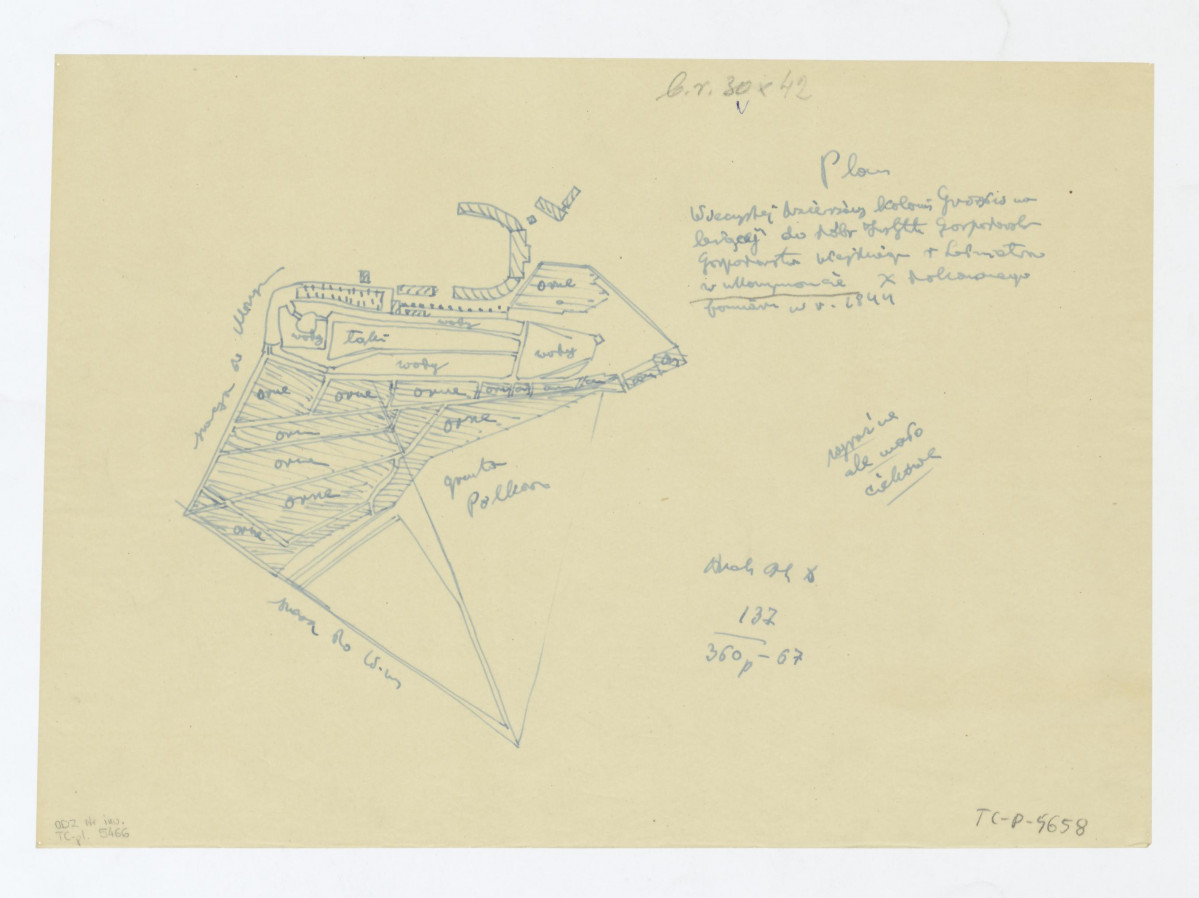 odrys planu terenów ogrodowych z 1844 roku, skan 1
