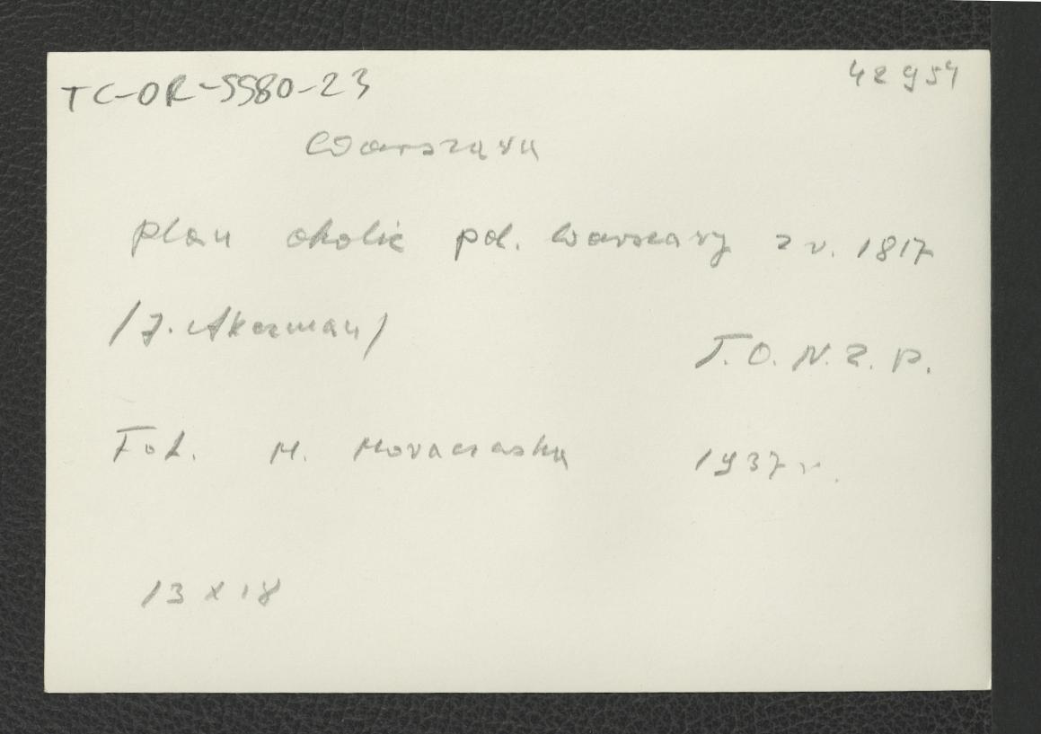 fotografia czarno-biała przedstawiająca plan okolic Warszawy z 1817 r., skan 2