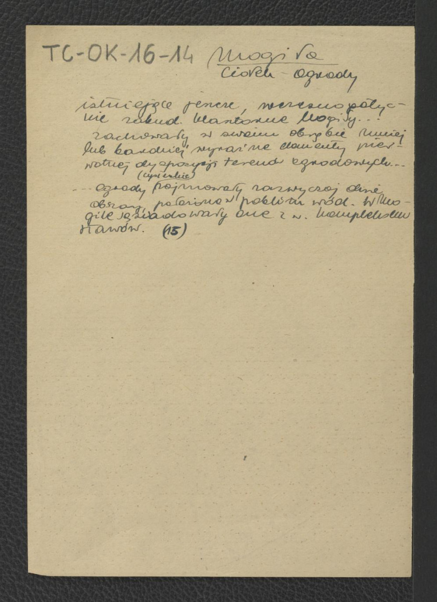 wypis z Ciołek Gerard, Ogrody polskie, Warszawa 1954, s. 15 wzmiankujący zachowany zasadniczy układ miejscowego założenia klasztornego, skan 1