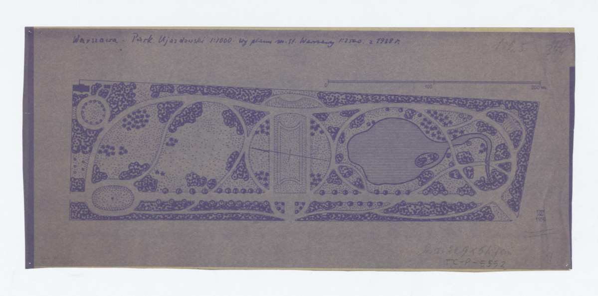 Ujazdów-plan sytuacyjny według planu m.st. Warszawy z 1938 roku w skali 1:2500, skan 1