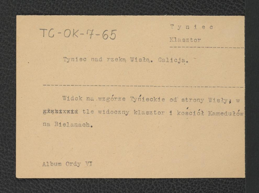 karta opisowa do widoku na miejscowe wzgórze od strony Wisły według rysunku autorstwa Napoleona Ordy , skan 1