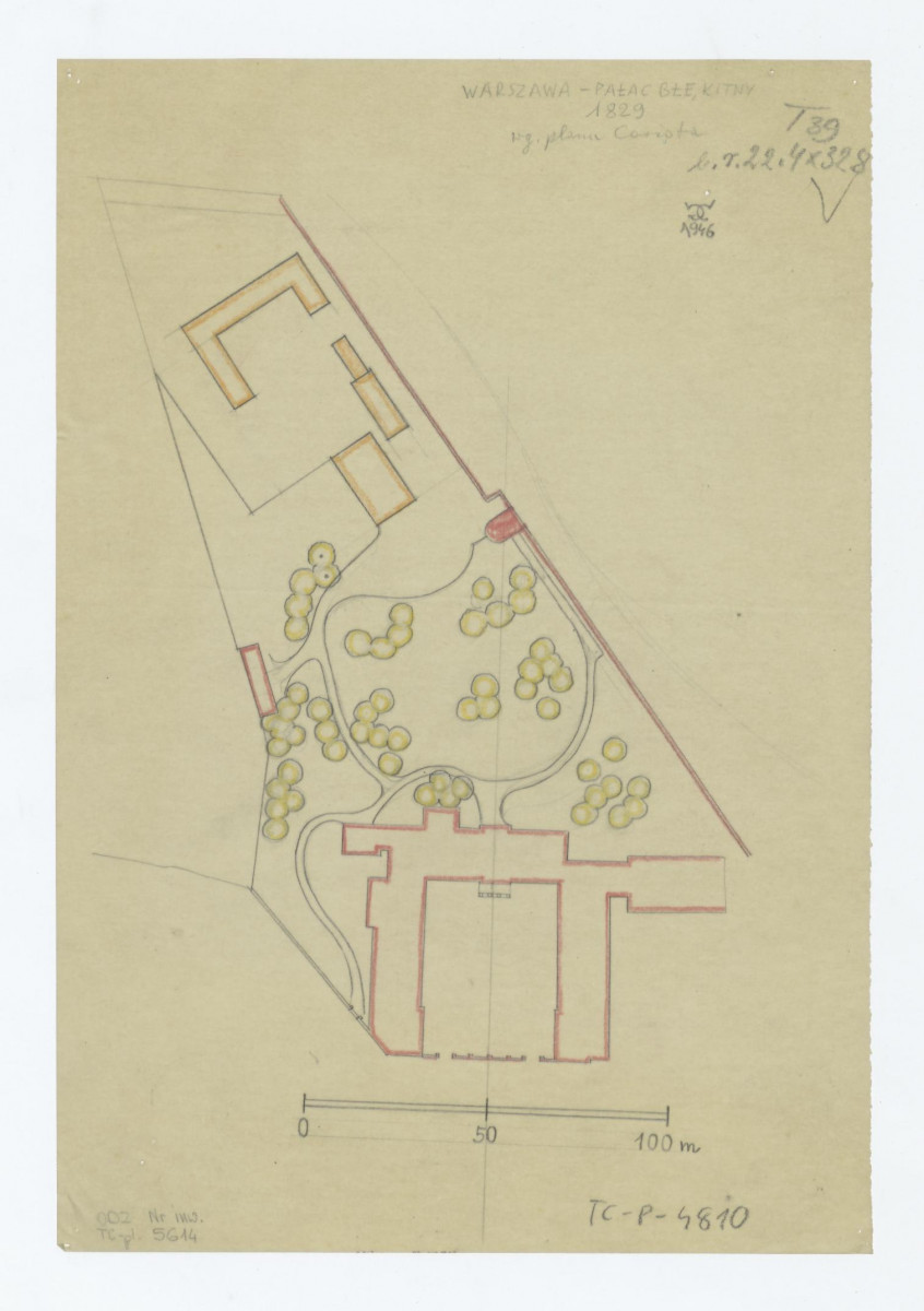 opracowany plan sytuacyjny ogrodu i zabudowań według planu Coriota z 1829 roku, skan 1