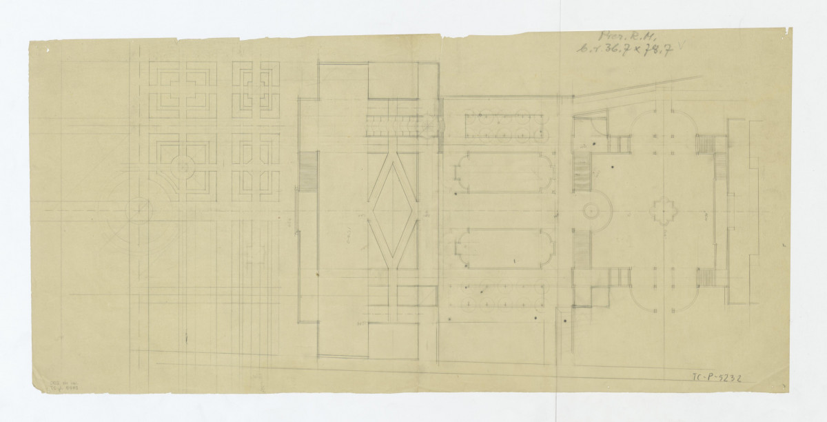 Pałac Namiestnikowski-projekt roboczy tarasów : górnego, średniego i dolnego (rzut), skan 1