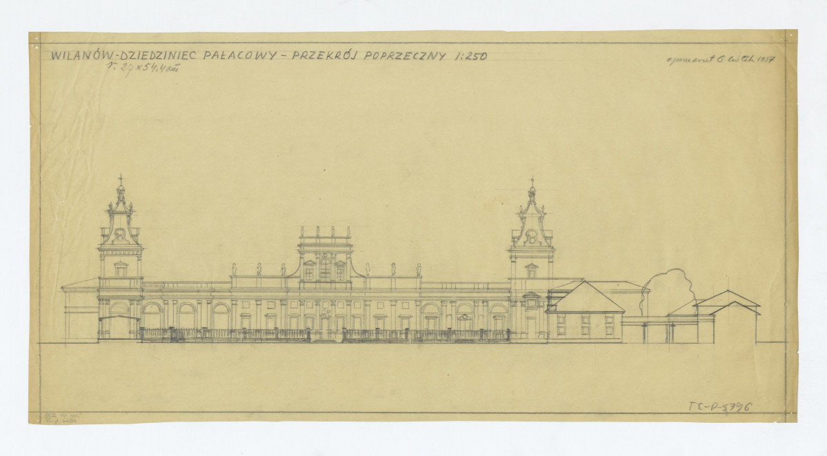 Wilanów-dziedziniec pałacowy - przekrój poprzeczny, skan 1