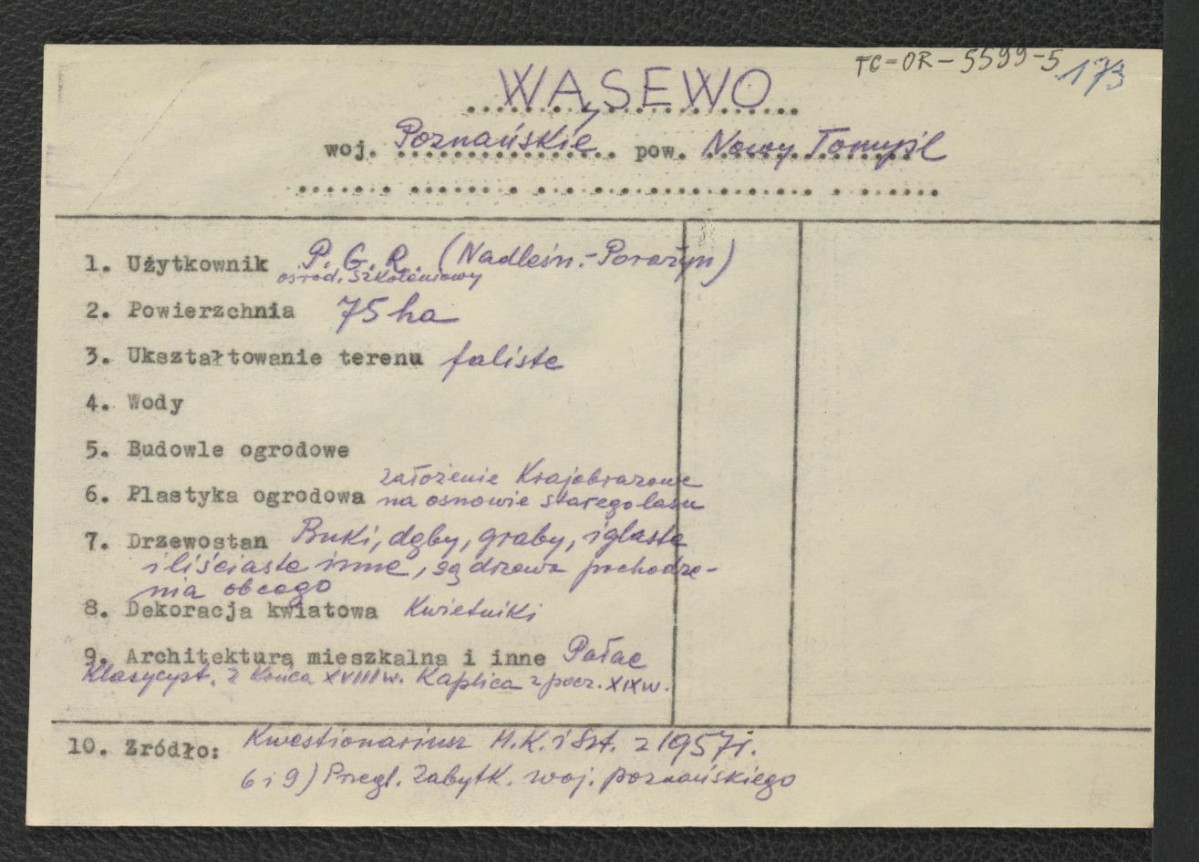 wypis z Kwestionariusz Ministerstwa Kultury i Sztuki z 1957 r. , skan 1