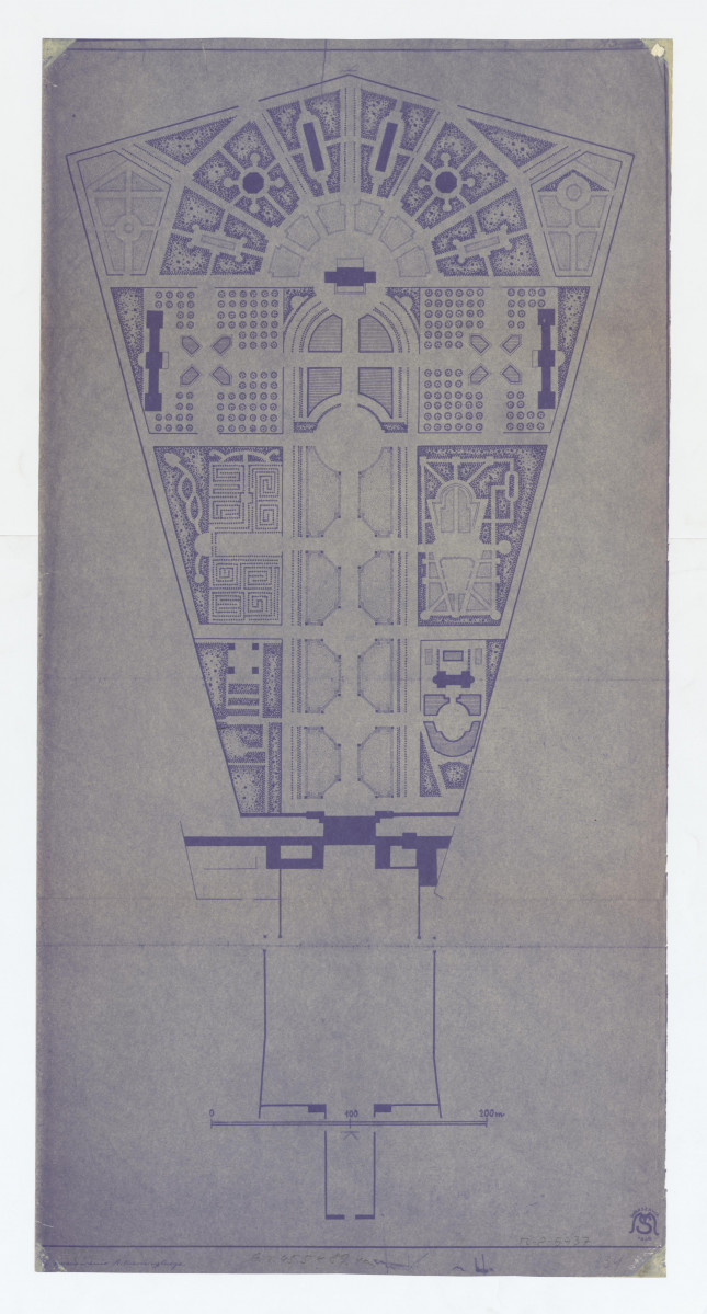 Ogród Saski-opracowany plan ogrodu według A. Karczewskiego - odbitka ozalidowa, skan 1