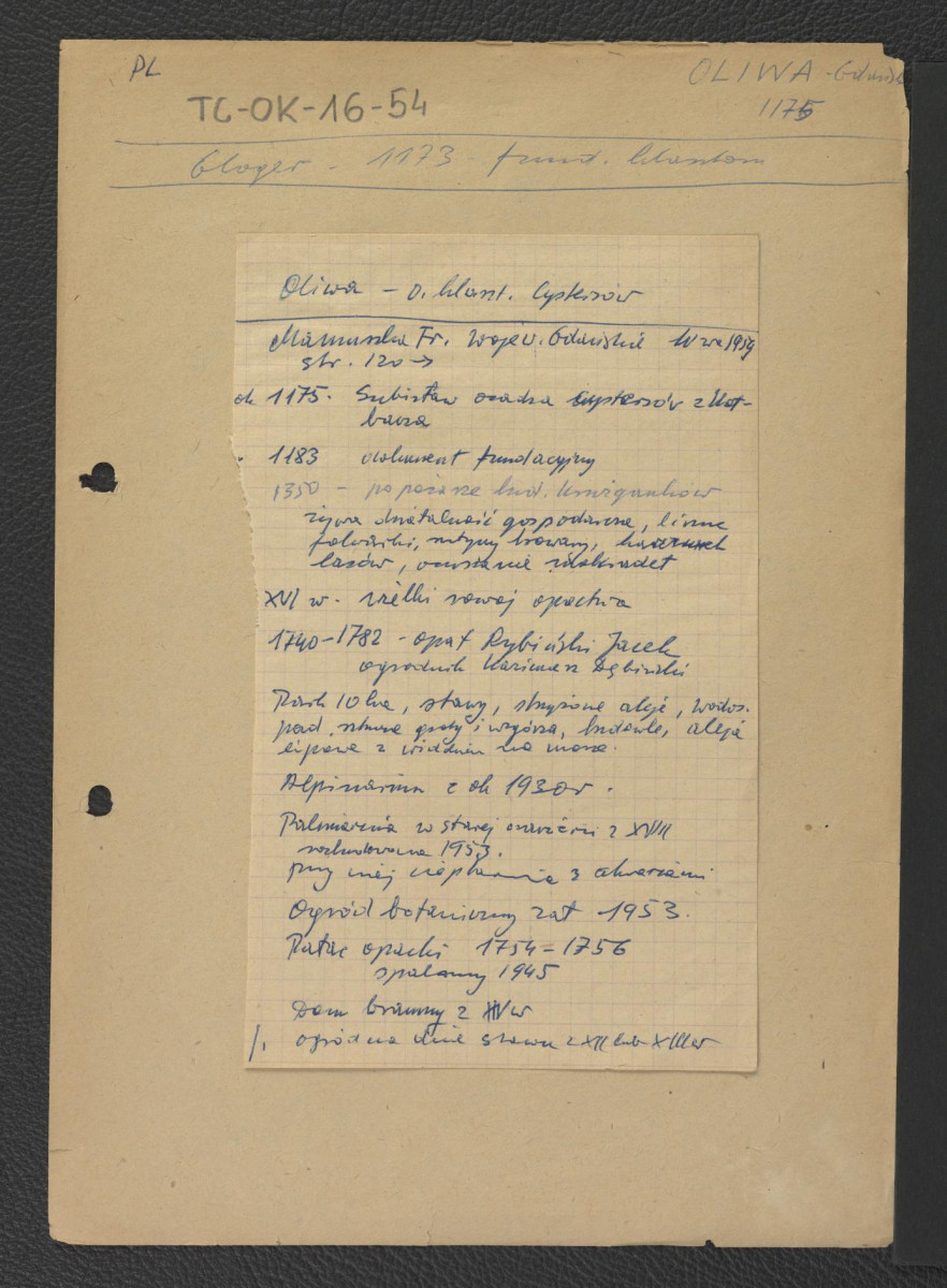 wypis z Mamuszka Franciszek, Województwo Gdańskie. Przewodnik, Warszawa 1959, s. 120 zawier. chronologię ważniejszych epizodów w dziejach miejscowego zespołu klasztornego począwszy od roku 1175 kiedy to Subisław, dawny namiestnik Bolesława Krzywoustego, osadził cystersów z Kołbacza; wzmianka o ogrodzie botanicznym założonym w 1953 r.; odsyłacz do Gloger Zygmunt, Encyklopedia Staropolska, Warszawa 1902 wzmiankująca ufundowanie klasztoru w 1173 r., skan 1