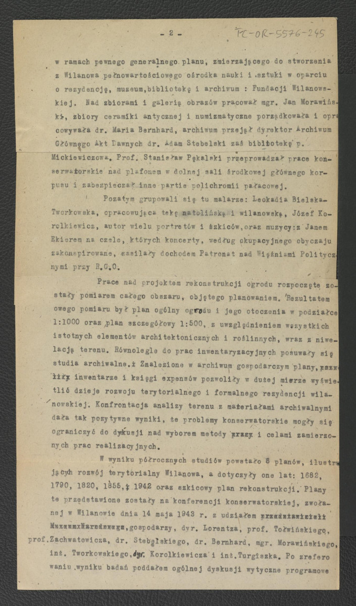 tekst autorstwa G. Ciołka pt. Ogród w Wilanowie. Badania i problemy konserwatorskie z maja 1947 r.                         , skan 3