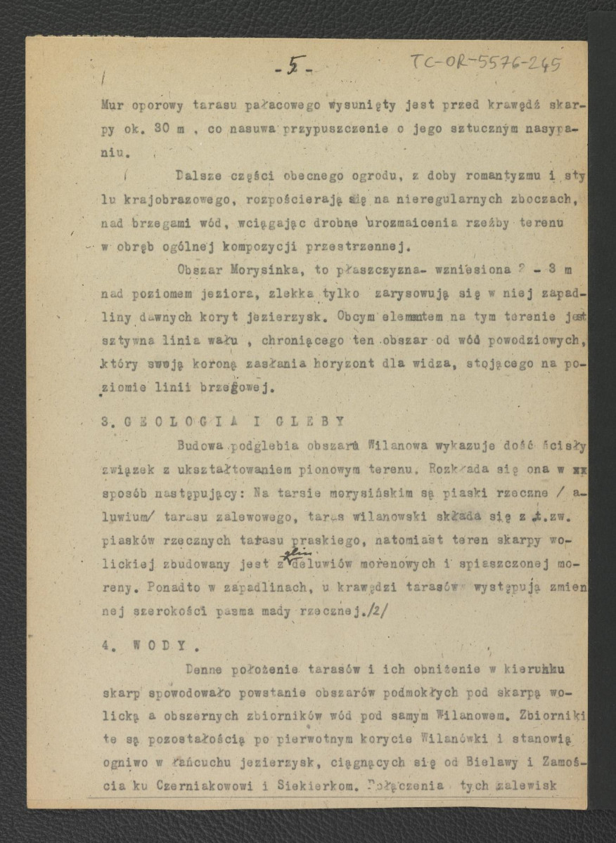 tekst autorstwa G. Ciołka pt. Ogród w Wilanowie. Badania i problemy konserwatorskie z maja 1947 r.                         , skan 6